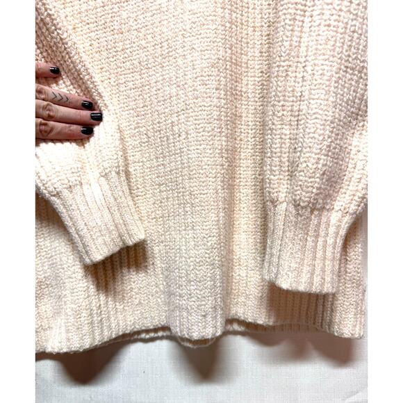 FREE PEOPLE Ribbed Sweater Size SP Chunky Knit Turtleneck Cream Neutral‎ Cozy - Picture 3 of 10